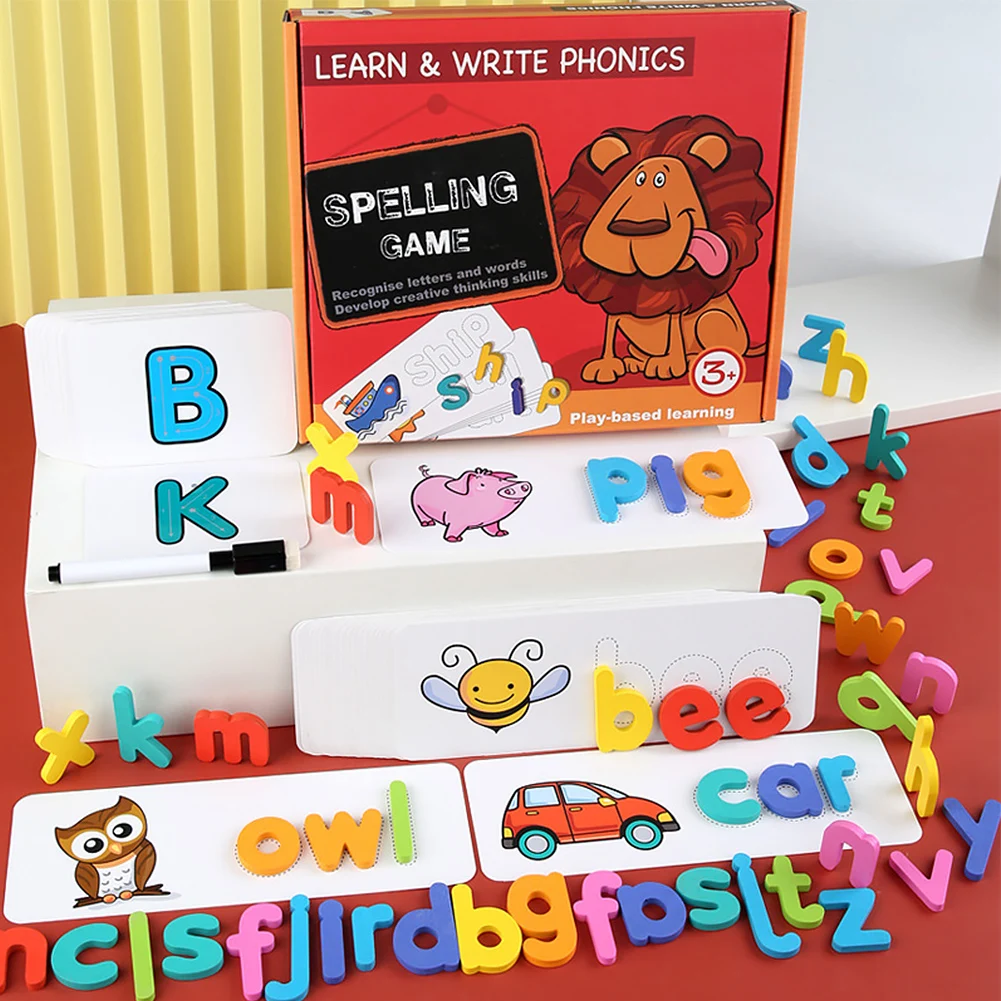 

Cognitive Toy Kindergarten Home Preschool 26 English Letters Spelling Word Puzzles Set Early Educational Alphabet Card Paper