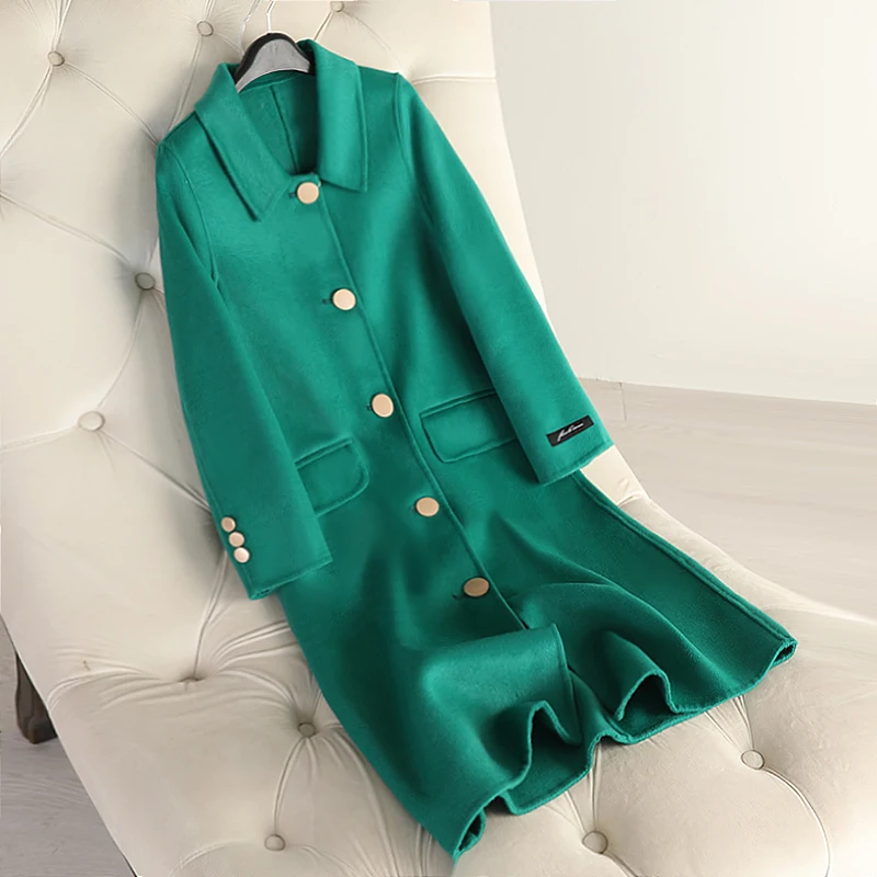 Пальто из 100% шерсти для женщин кашемировые пальто новинка 2019 Осень-зима женское