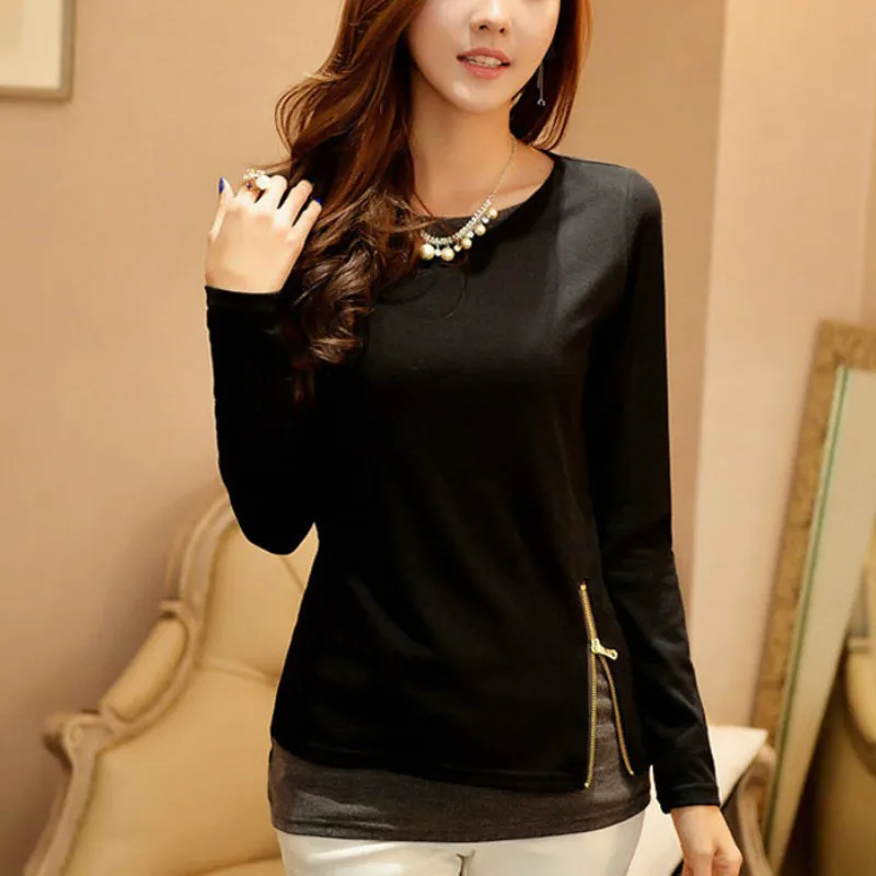 Женская футболка с длинным рукавом черная фиолетовая красная синяя|Футболки| |