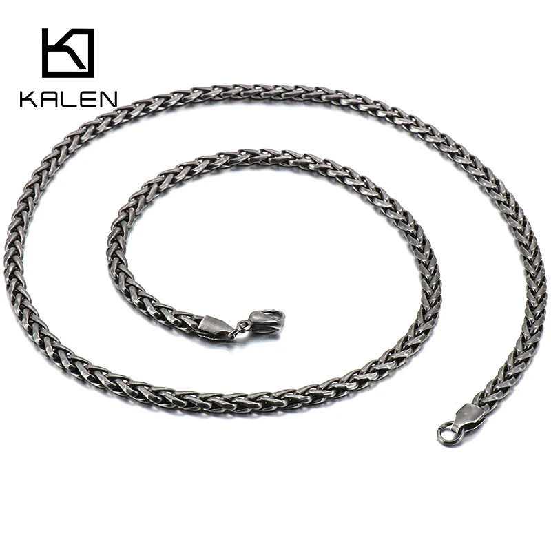 KALEN нержавеющая сталь матовая длинная связывающая цепочка ожерелье мужская