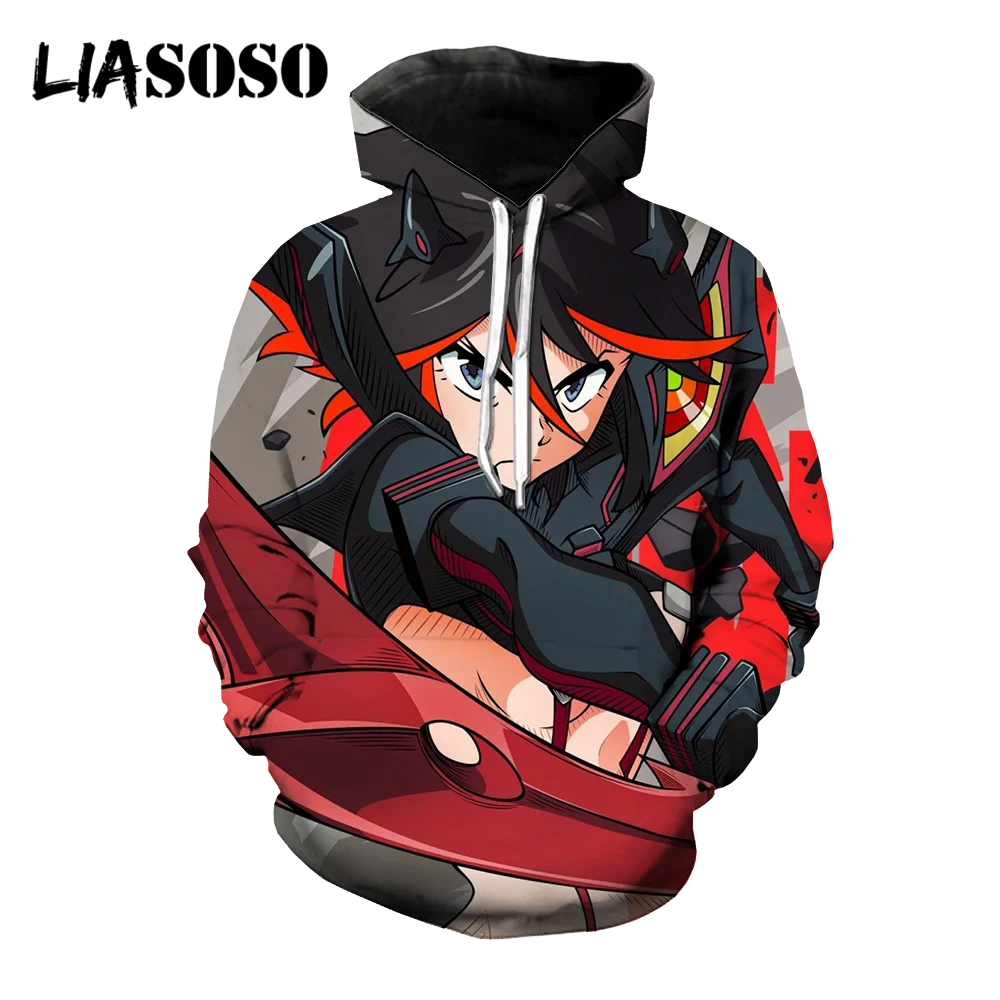 

LIASOSO 3D Print Unisex Anime Kill La Kill Fashion Hooded Hoodies Pullover Streetwear Casual Sweatshirts Hip Hop Harajuku Tops