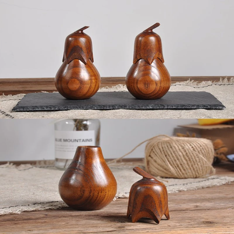 Eggplant Wooden Toothpick Holder Multi-function Seasoning Jar Sugar With Lid Storage Box Desk Decoration Kitchen Accessories | Дом и сад