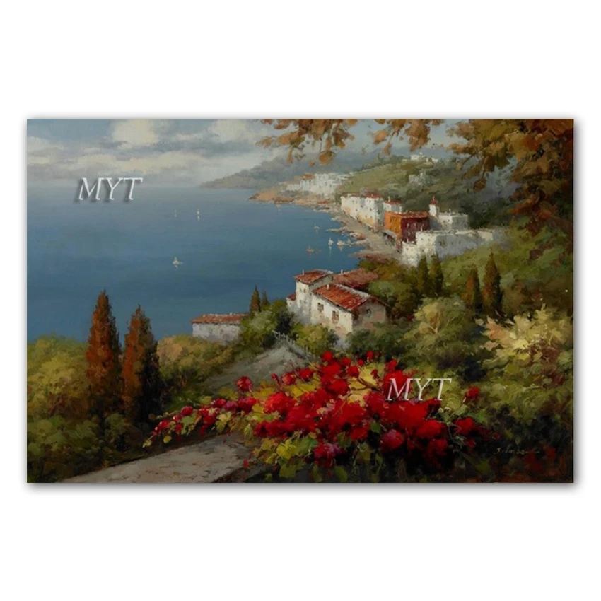 

100% Handmade Seaside Scenery Oil Painting Wall Pictures Art Canvas Wall Decoration Pieces Artwork Paintings For Living Room