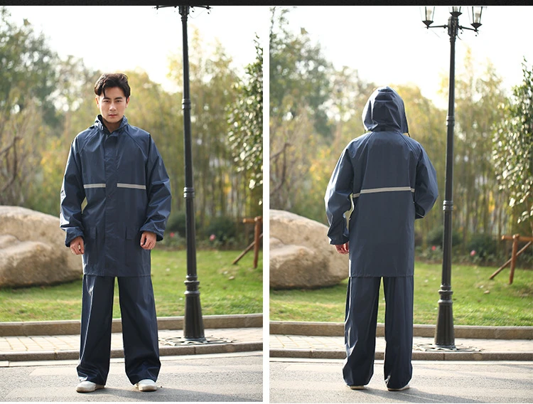 Fashion Reflective Waterproof Rain Coat Suit Motorcycle Brand Men 3 Sizes 420D Oxford Raincoat Quality Rain Wear Pants Coat Set