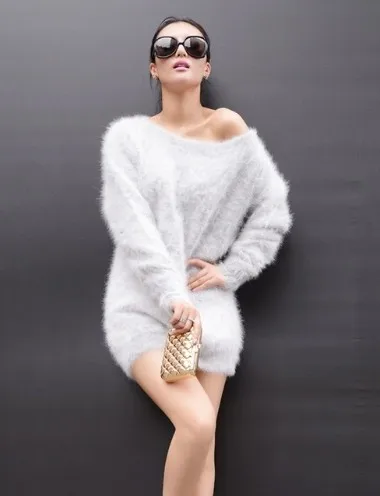 

winter custom Korean women New Plush mink cashmere sweater plump long pullovers loose coat dress free shipping S1932
