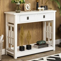 console table high durability smooth surface wood console table with bottom shelf for home