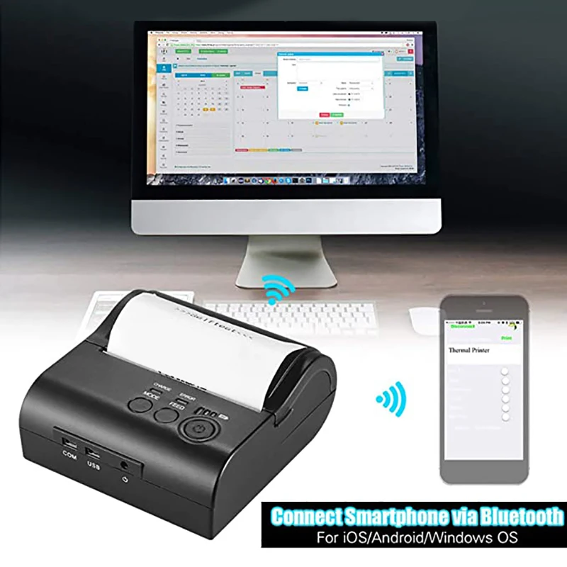 

POS-8001DD 80mm Thermal Printer with 2000MAH Battery Bluetooth