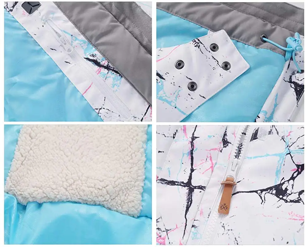 Женская модная теплая водонепроницаемая Лыжная куртка цветная для