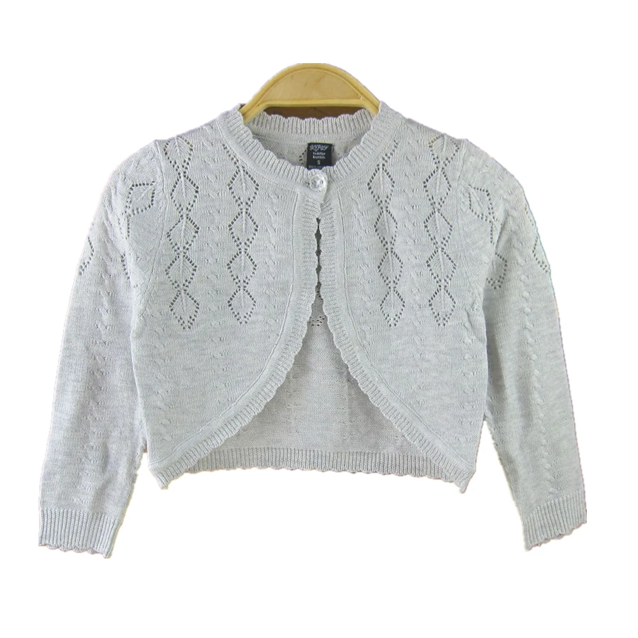 Жакет для девочек 0 4 лет Серый кардиган крещения свитер 100% хлопок детей 1 2 3 одежда