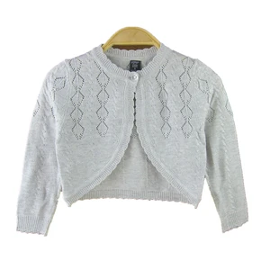 Жакет для девочек 0-4 лет, Серый кардиган для крещения, свитер, 100% хлопок, для детей 1, 2, 3, 4 лет, одежда для малышей OGC215407