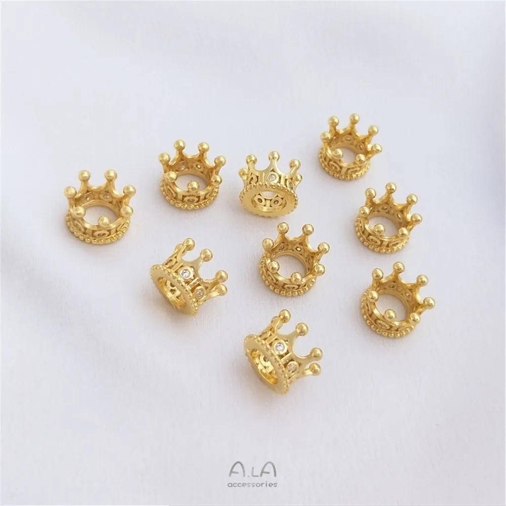 

14K bag golden cubic zirconia crown separator 18K gold ring DIY handicraft Pearl