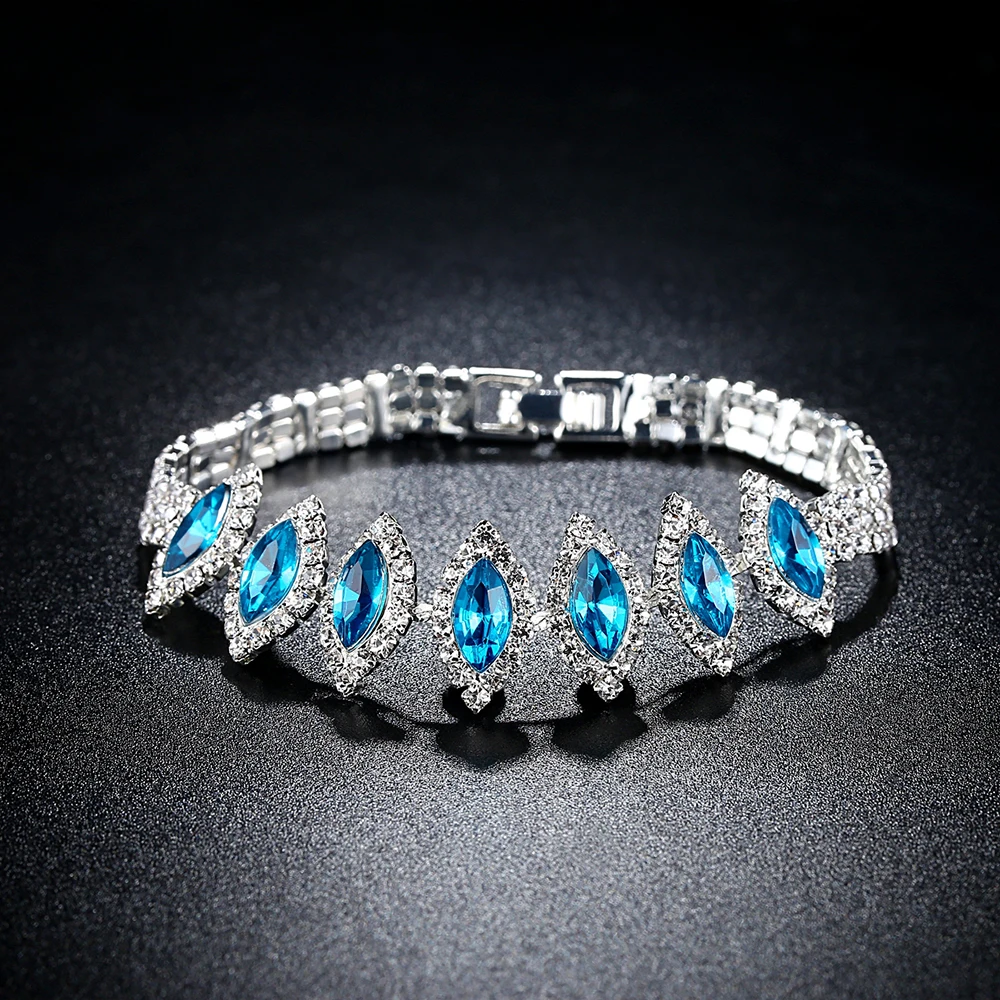 Royal Blue Horse Eye Cubic Zirconia Women's Bracelet Lady Luxury Fashion Engagement Jewelry | Украшения и аксессуары