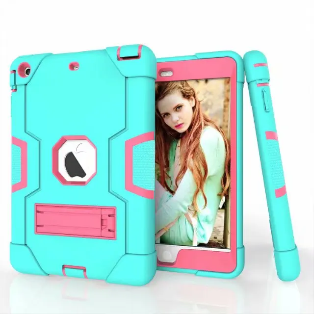 aqua rose IBuyiWin тяжелый противоударный силиконовый чехол для iPad Mini 2 3 7," планшет Funda Обложка copue Чехол+ пленка для экрана+ ручка - Цвет: aqua rose