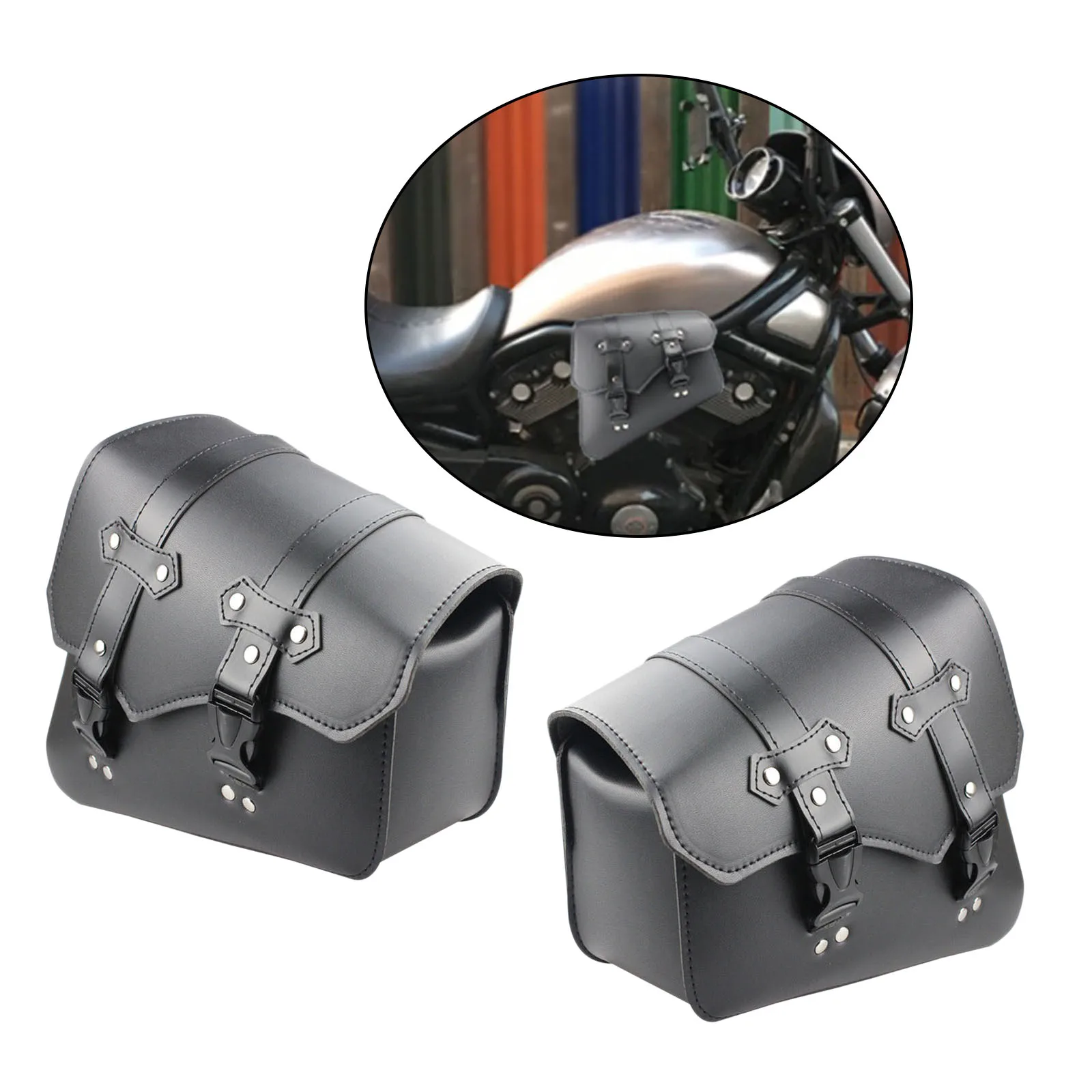 

Черная боковая сумка для инструментов из ПУ кожи, мотоциклетные сумки Saddebags для смартфона, органайзер для хранения солнцезащитных очков, ун...