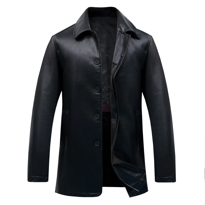 

and autumn winter new middle aged and elderly men's business leisure plus cotton thickened warm leather jacket jacket
