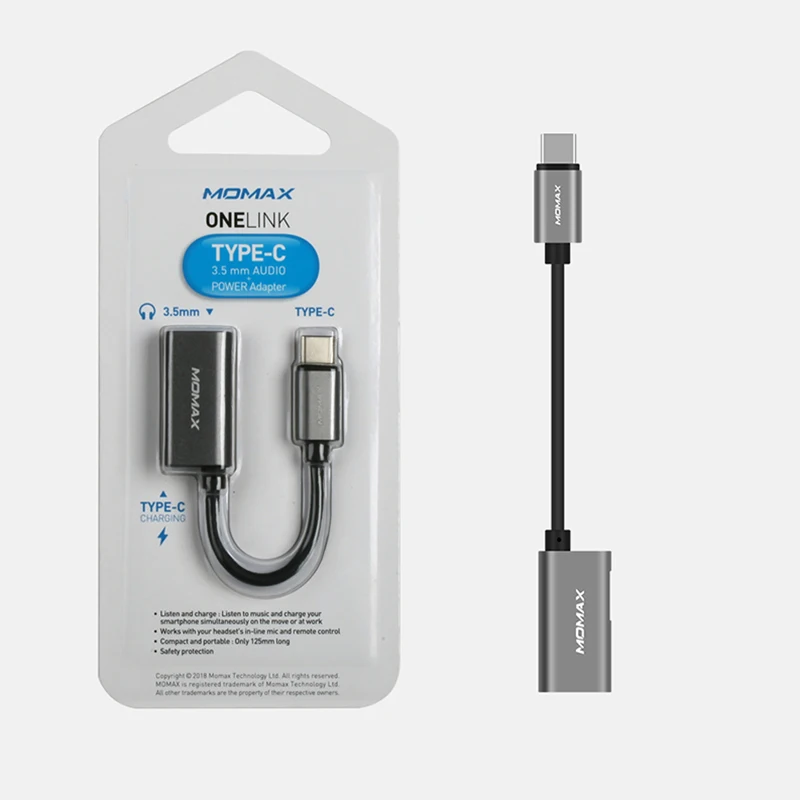 Momax HT1 elite USB C adapter (USB to 3.5mm headphone jack) Clear sound quality Plug and play Alloy interface Connecting line | Мобильные