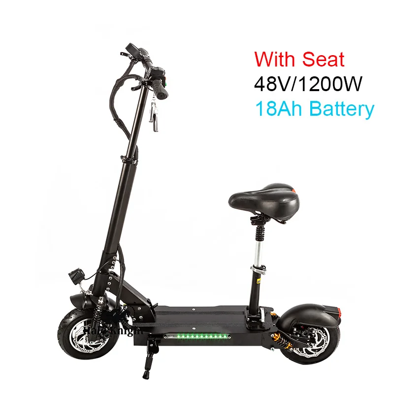 With Seat 18Ah Высокое качество дешевые 48V 1200W электрический самокат для взрослых Halo В рыцарском стиле 10 дюймового умного электрического скейтборда 90 км мощный складной е-скутер способный преодолевать Броды - Цвет: With Seat 18Ah