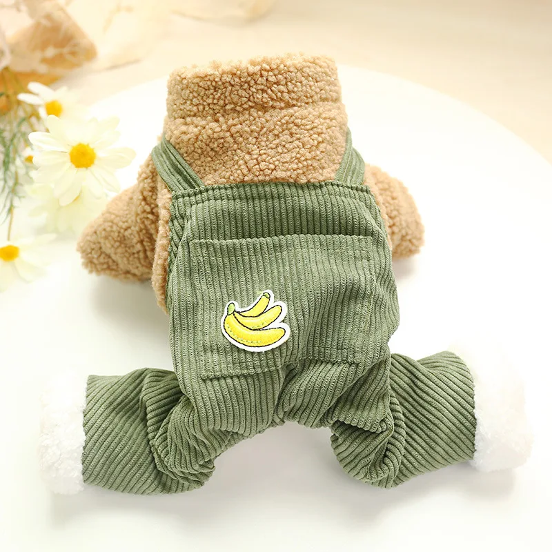 Зимняя одежда с принтом в виде собак банан комбинезоны домашних животных