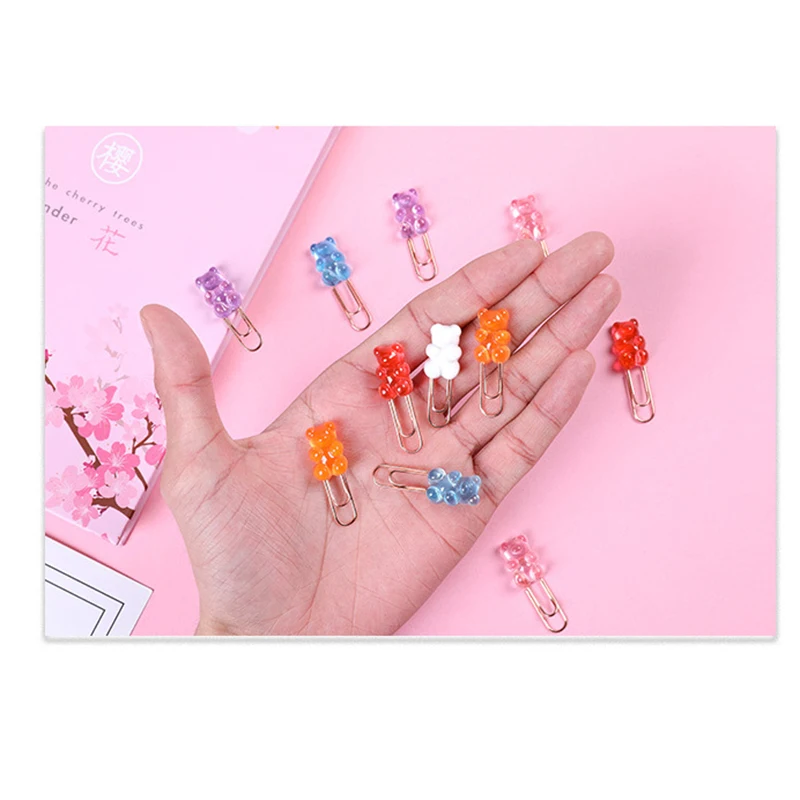 

2pcs Cute Candy Color Bear Metal Paper Clip Office School Stationery Supply