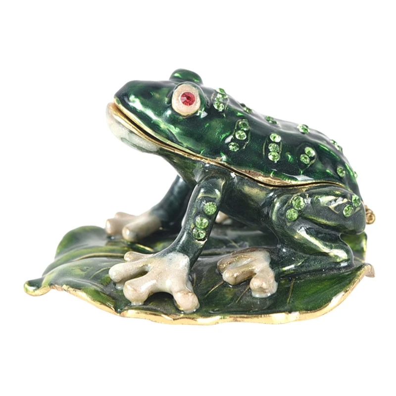 

2022 New 5cm/2inch Enameled Figurine Frog Jewel Case for House Room Women Girls Favorite