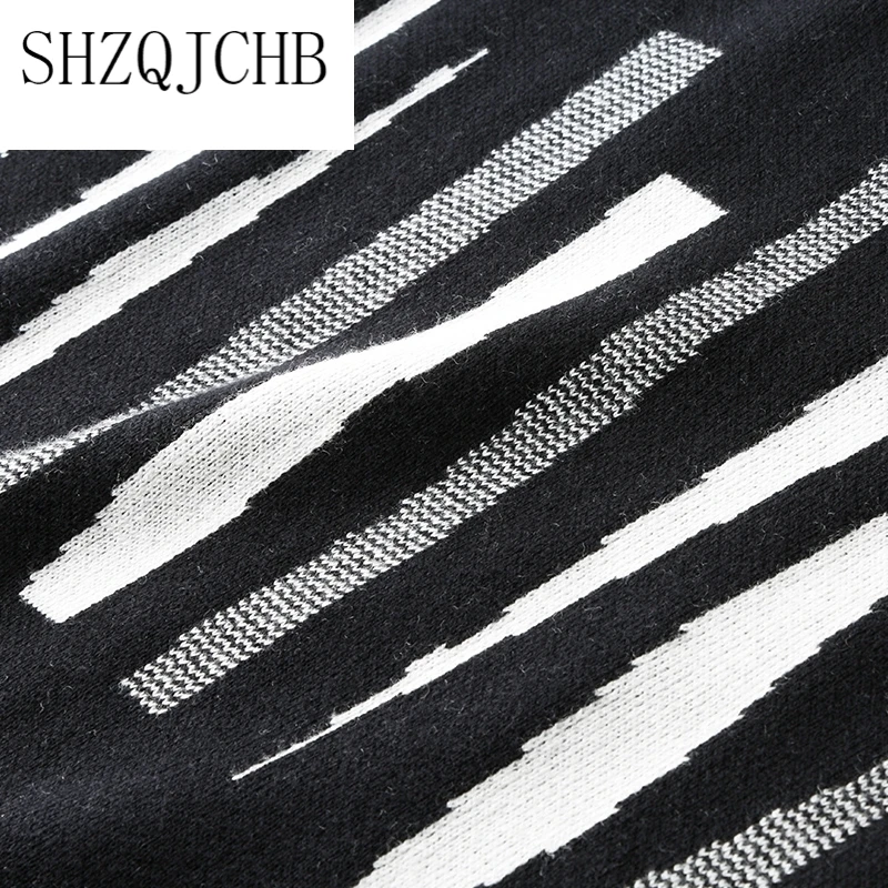 

Sweater New Men Casual Stripe Knit Hip Hop Streetwear Autumn Mens O-Neck Sweaters Pullover 100% Cotton Vintage Tops Tracksuit