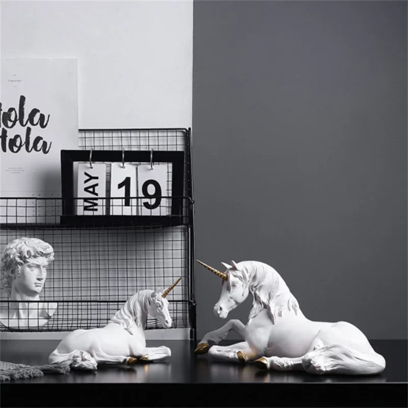 Скандинавский домашний декор единорог лошадь ремесла из смолы украшения для