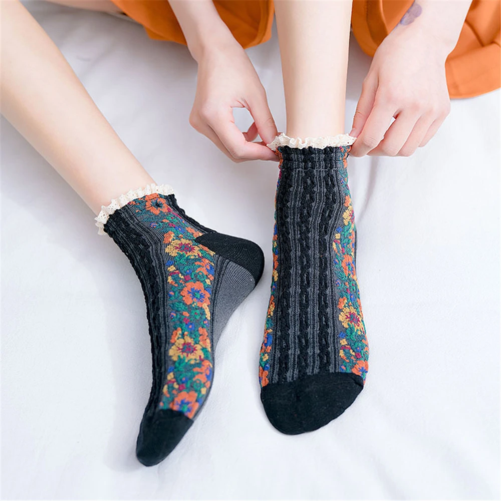 Носки женские в этническом стиле Короткие хлопковые японском ретро-стиле с