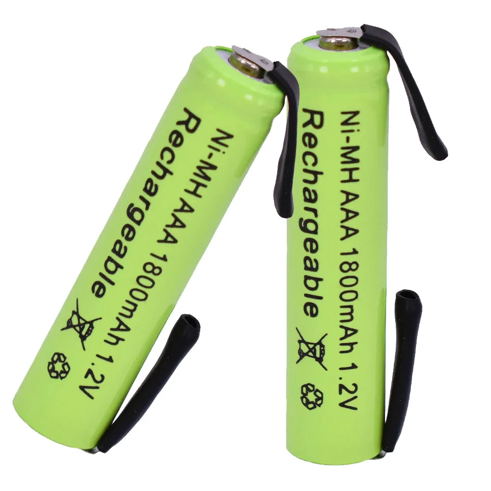1.2V 1800mah Ni-Mh AAA Rechargeable Battery Cell with Solder Tabs for Philips Braun Electric Shaver Razor Toothbrush | Электроника