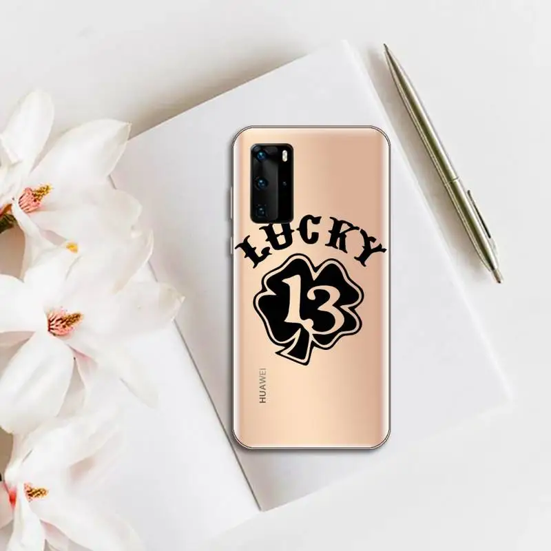 

Lucky Number 13 Phone Case Transparent for huawei honor P 40 30 20 lite Pro 10 i 8 9 x p smart 2019
