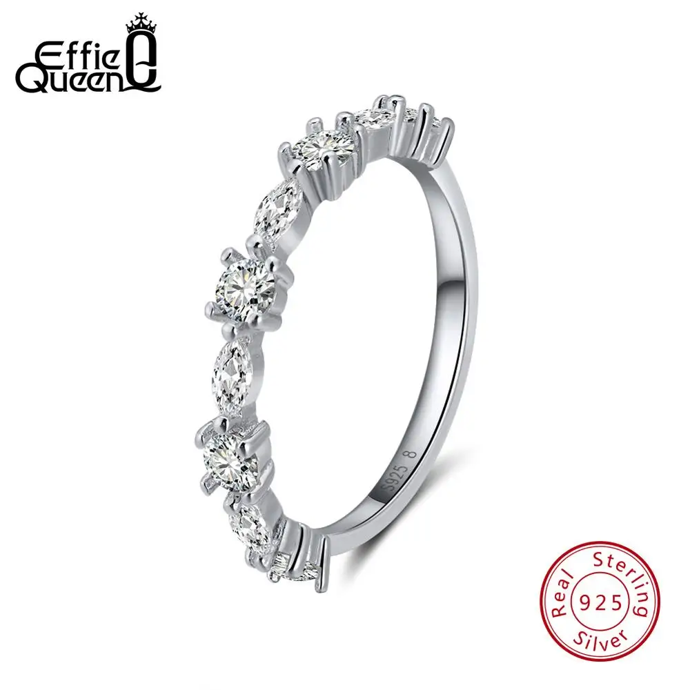 SR64 Effie queen 925 пробы серебряные женские кольца обручальные вечерние кольца вечность Свадебные украшения с AAA сверкающий Циркон TSR66 - Цвет камня: SR64