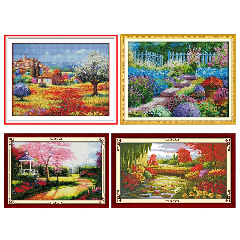 

Joy Sunday Colorful Rural Stamped Cross Stitch Kits Needlework Embroidery 11CT 14CT Counted Printed Handmade Decor Patterns Sets