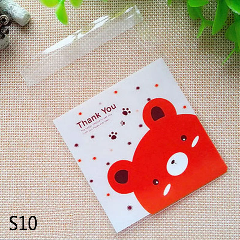 50/100 шт 7*7 см и милые носки с рисунками зверей из мультфильмов, Пластик Подарочный пакет для печенья на день рождения или свадьбу; яркие выпечки посылка из полиуретана с открытыми порами самоклеющиеся вечерние свадебные сувениры - Цвет: S10