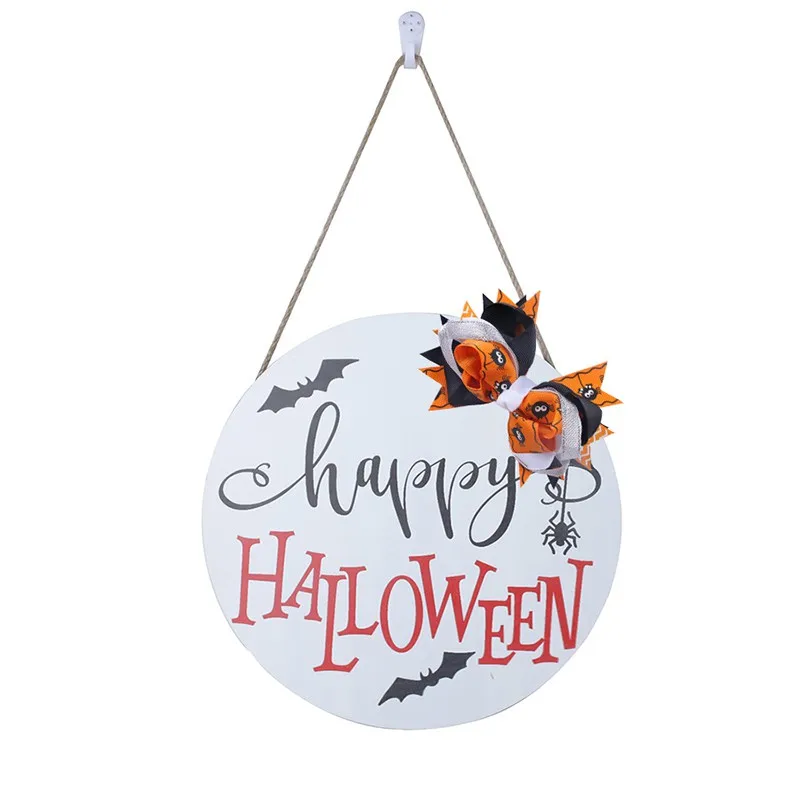 Wood Halloween Front Door Welcome Sign Porch Hanging Rustic Farmhouse Home Spider Web Pumpkin Plaque Decoration | Дом и сад