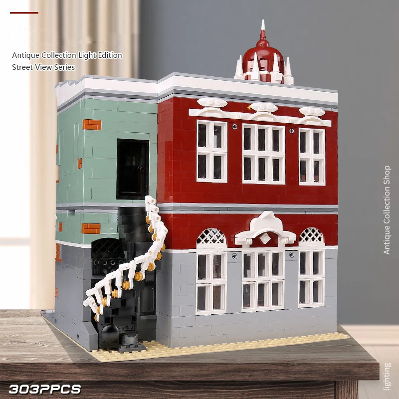 Форма KING MOC 16005 коллекционный античный магазин город улица вид строительные блоки