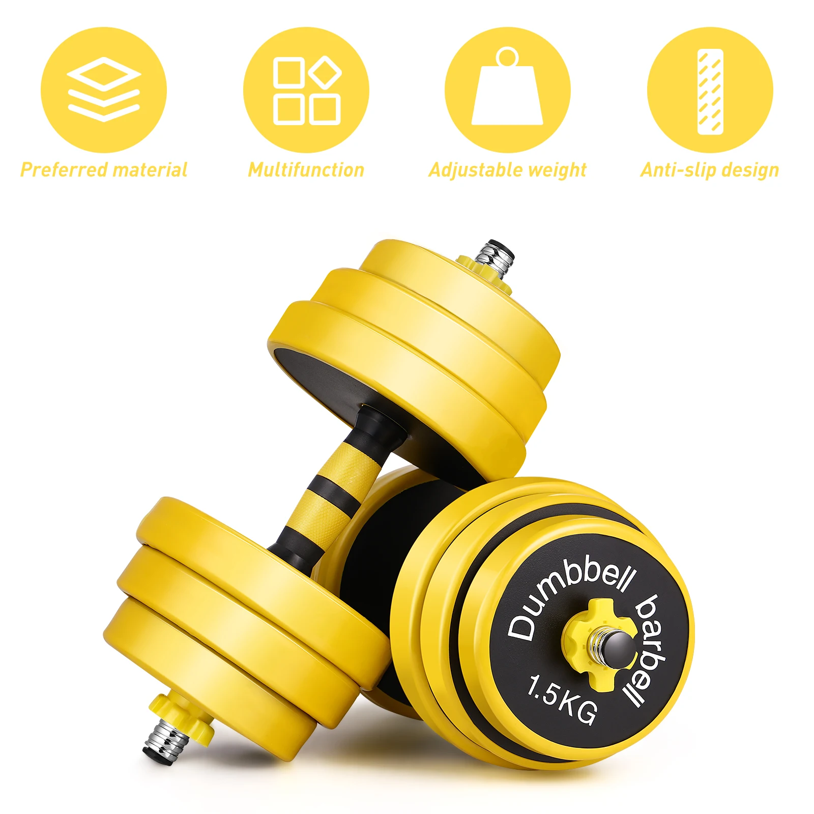 

Adjustable Dumbbell Barbell Lifting Set 55lb New Dumbbell Barbell Set 2 In 1 Non-Slip Neoprene Hand All-Purpose Gym Training