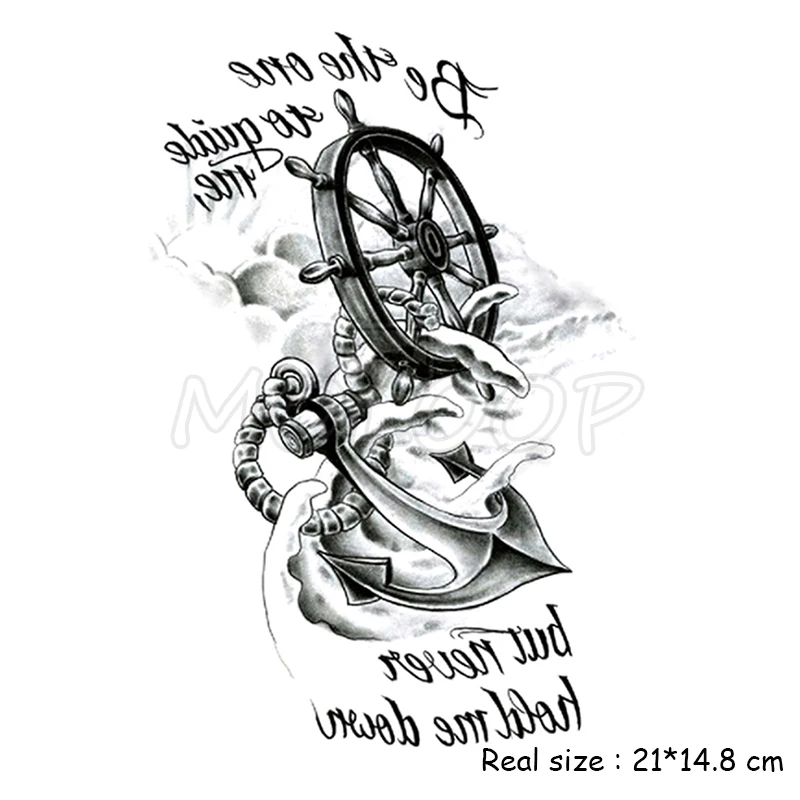 Тату-наклейки временные руль якорь для женщин и мужчин водостойкое