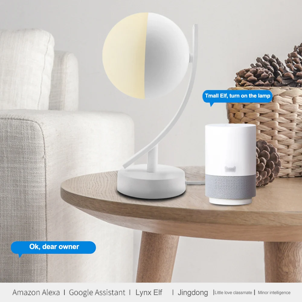Dimmable Night Lights 7W Smart Voice Desk Lamps RGB LED WiFi App Remote Control Bedroom Table For Living Room | Лампы и освещение