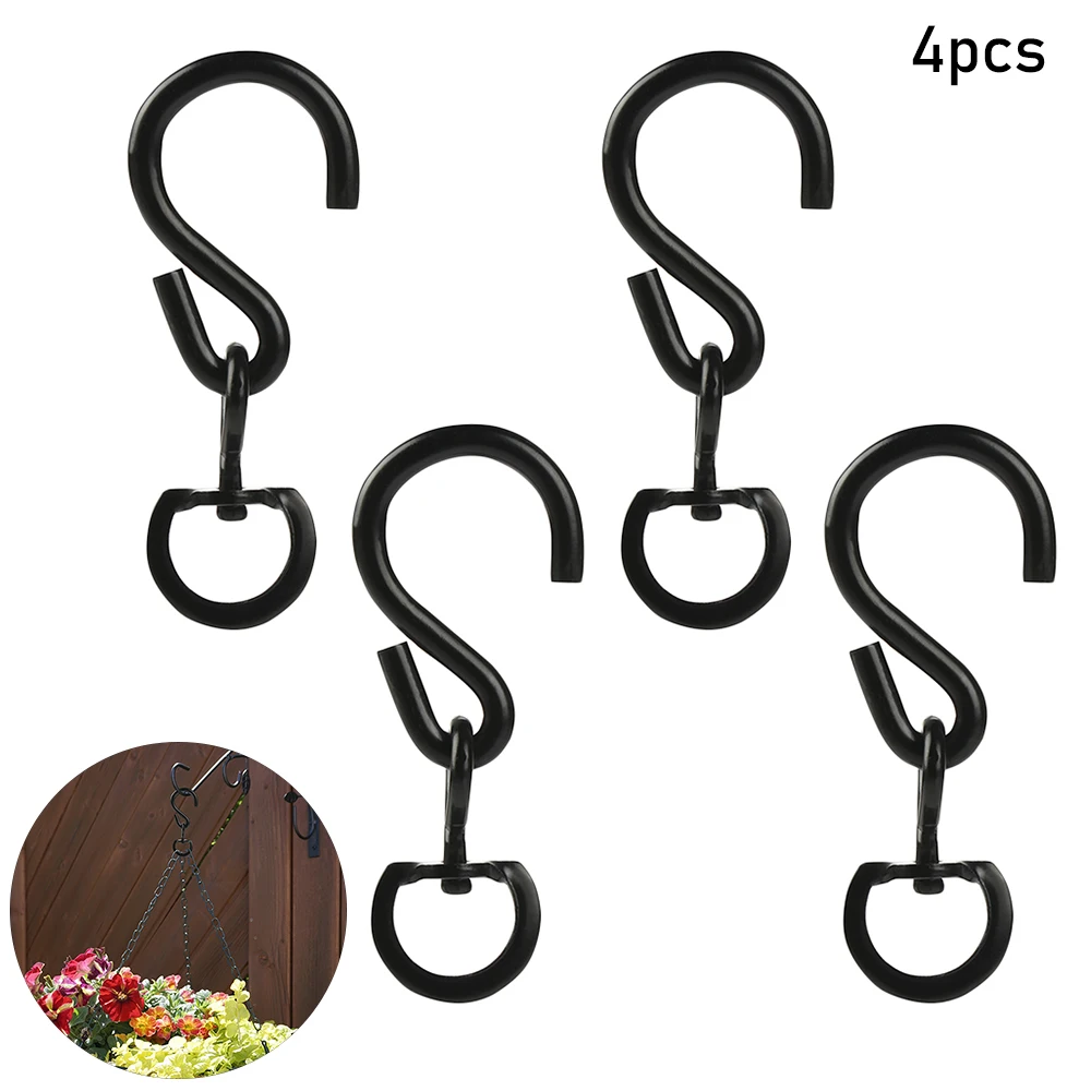 

4PCS Non-Rusting Hanging Plant Swivel Hooks Multifunction S Shaped Hanger Hook Clips for Hanging Flowers Basket Plants Windsock