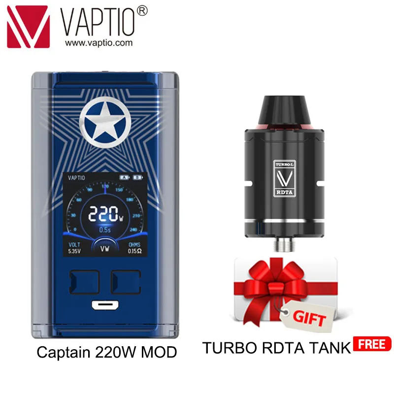 Оригинальный электронная сигарета VAPTIO 220W коробка капитана MOD с баком P3 и катушкой