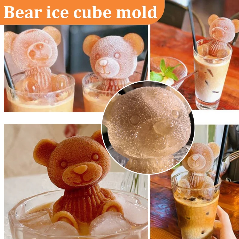 

cocina Super Cute Bear Ice Cubes Mold Creative Silicone Ice Tray Mold Innovative Summer Kitchen Supplies moldes de silicona