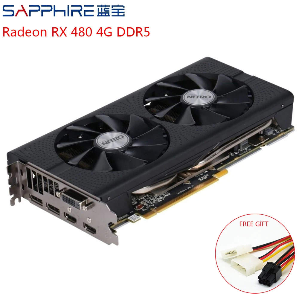 SAPPHIRE AMD Radeon Video Card GPU RX 480 4GB GDDR5 Gaming PC Graphics PCI Express 3.0 Desktop RX480 DDR5 256bit Used | Компьютеры и