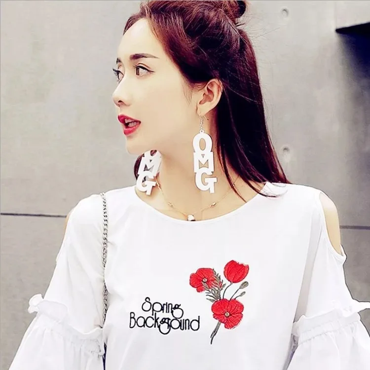 Acrylic Night Club Sexy Dance DAMAGE Cool Long Earrings Hip Hop Omg Maxi Plus Big Letter for Women Pendientes Mujer | Украшения и