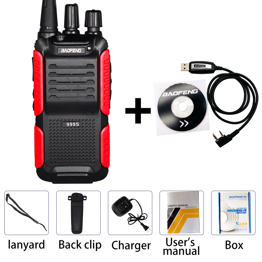 With Box add 1Cable Baofeng 5 Вт двухстороннее радио BF-999S плюс дальность 10 км Walkie Talkie BF-999S(2) Обновление BF-888S беспроводной домофон - Цвет: With Box add 1Cable