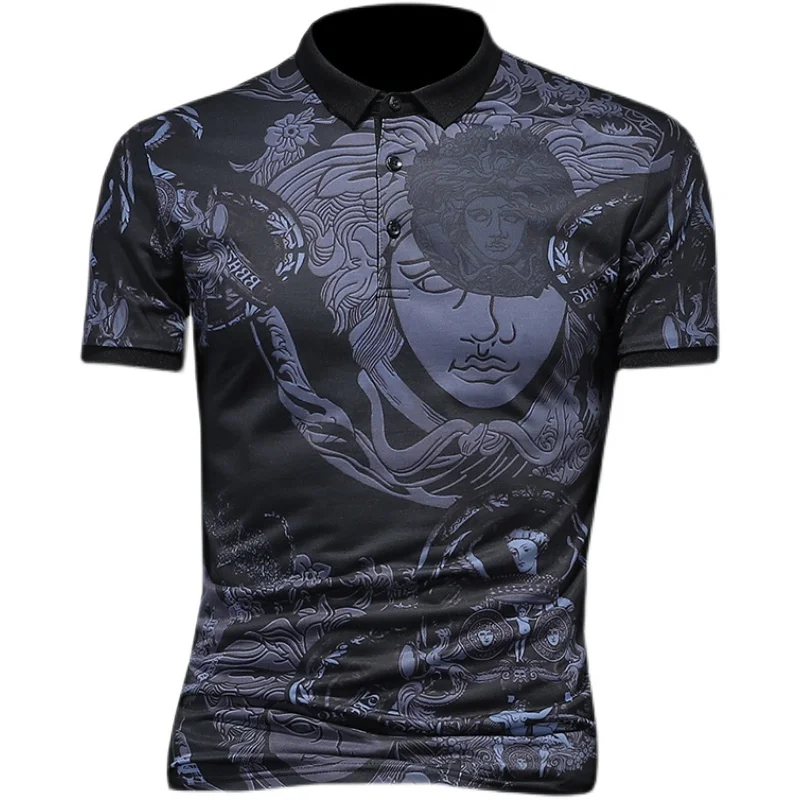 

2021 New men shirts polo shirts for men print fashion casual Breathable High quality mens shirt