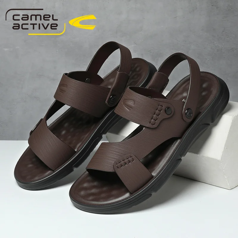 Camel Active 2021 New Men Fashion Sandals Summer Men's Slippers Leather Shoes Beach Casual Breathable Home | Обувь