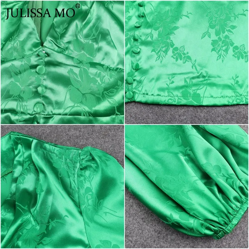 Женское однобортное платье трапеция JULISSA MO зеленое винтажное вечернее с v