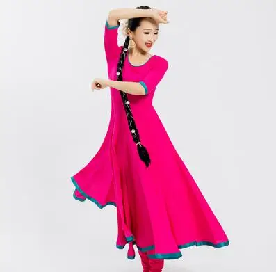 A Женский индийский костюм сари в этническом стиле Kurtas Leng Ha обтягивающее платье для танцев - Цвет: A