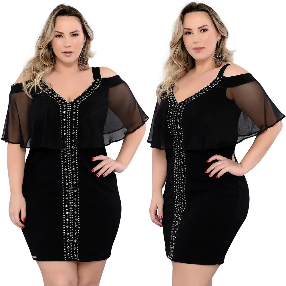 6XL размера плюс сексуальное платье женское весеннее элегантное с v-образным