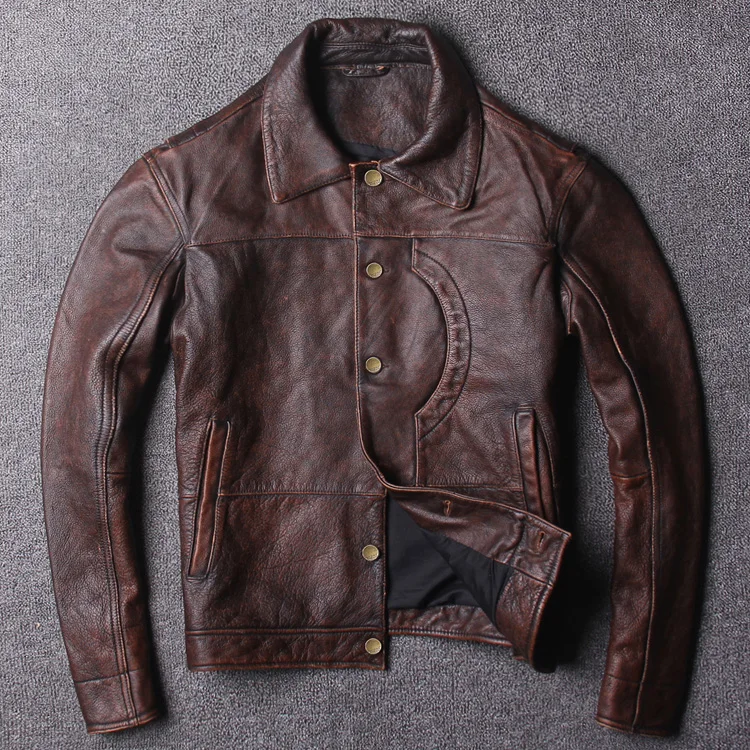 

shipping. DHL Free new handsome style clothing mens casual red vintage Jacket,man fashion genuine leather jacket.