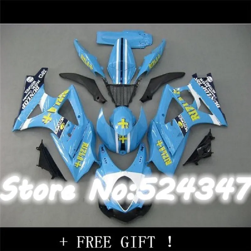 

Обтекатели пригодный для GSXR-1000 K7 год 2007 2008 GSXR1000 07 08 из АБС-пластика для мотоцикла обтекатели комплект кузова светло-голубой цвет